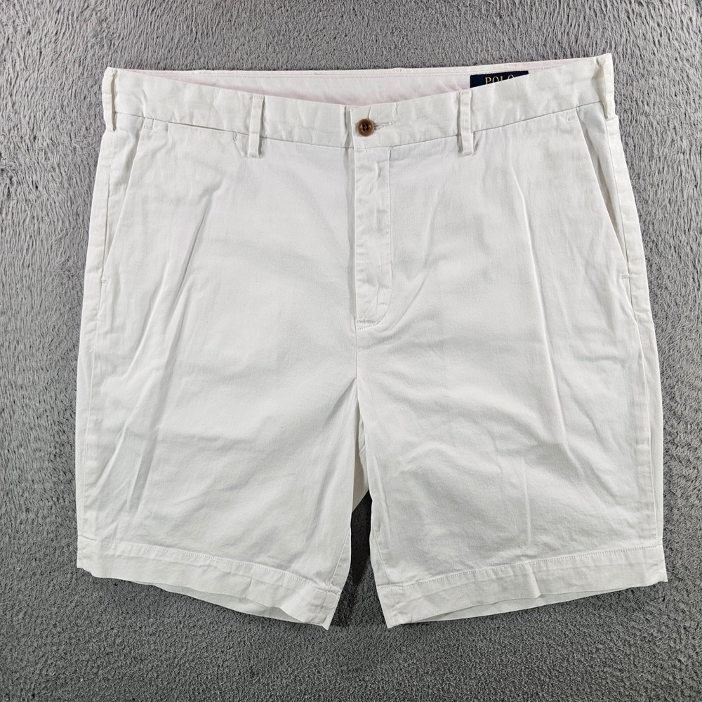 Polo Ralph Lauren Mens White Stretch Classic Fit Chino Shorts Size 35